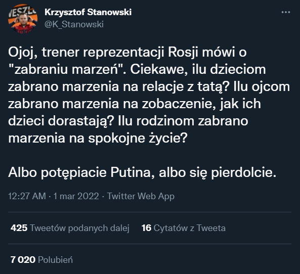 Reakcja Stanowskiego na SŁOWA trenera reprezentacji Rosji!